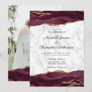 Convites Casamento Dourado de Imagem de Agate Marble, Burgu
