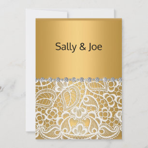 Convites Casamento DOURADO de Lace Diamond Elegante