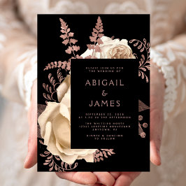 Convites Casamento Dourado de marfim azul escura e legante