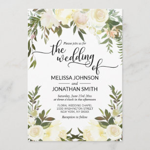 Convites Casamento Dourado de marfim Pêssego Floral de Aqua