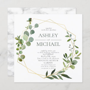 Convites Casamento Dourado de mármore na Praça da FOLIAGEM 