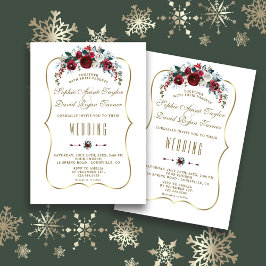 Convites Casamento Dourado de pinheiro Floral de Inverno El