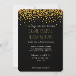 Convites Casamento Dourado de Pontos de Confetti