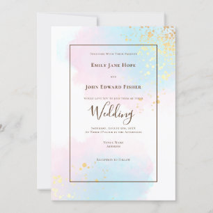 Convites Casamento Dourado de Pratos  de Coloração Verde-