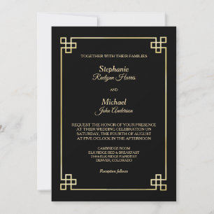 Convites Casamento Dourado de quadro negro