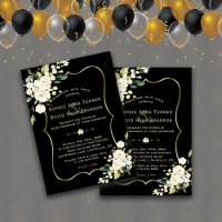 Casamento Dourado de Quadro Negro das Flores Branc