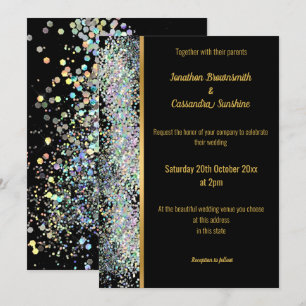 CONVITES CASAMENTO DOURADO DE RAINBOW HOLÓGICO