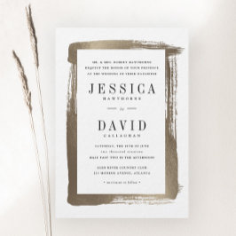 Convites Casamento Dourado de Satin Bruche Moderno