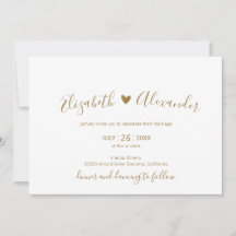 Casamento Dourado de Script Branca Elegante Modern
