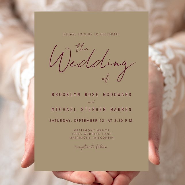 Convites Casamento Dourado de Script Mínimo Moderno de Borg (Criador carregado)