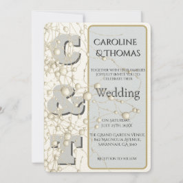 Convites Casamento Dourado de Script Pearl Moderno de Não-C