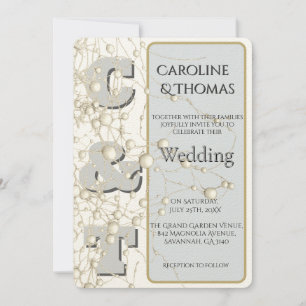 Convites Casamento Dourado de Script Pearl Moderno de Não-C