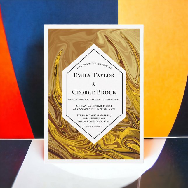 Convites Casamento Dourado de Terracotta Artsy com tom de T (Criador carregado)