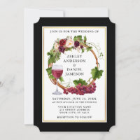Casamento Dourado de Uvas Florais Por Aquarela