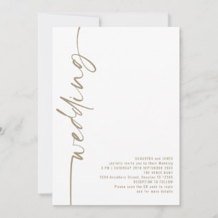 Convites Casamento Dourado do Código QR de Caligrafia Elega