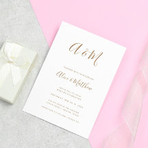 Casamento Dourado do Monograma Elegante Moderno