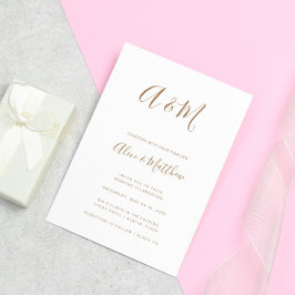 Convites Casamento Dourado do Monograma Elegante Moderno