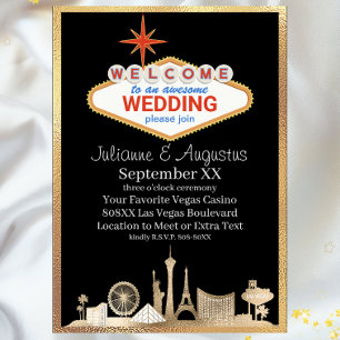 Convites Casamento Dourado e Black Skyline Las Vegas