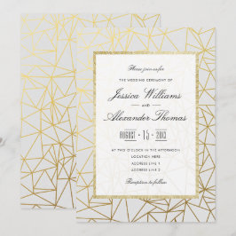 Convites Casamento Dourado e branco clássico