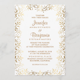 Convites Casamento Dourado e Branco da Respiração do Bebê