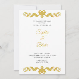 Convites Casamento Dourado e Branco de Deco Elegante