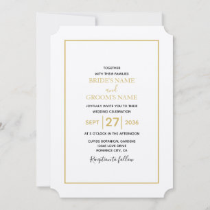 Convites Casamento Dourado e branco minimalista