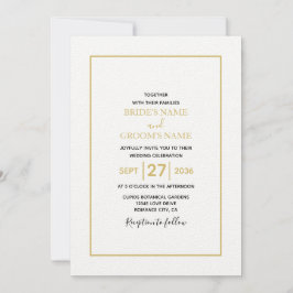Convites Casamento Dourado e branco minimalista
