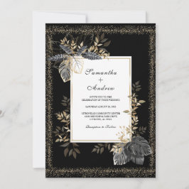 Convites Casamento Dourado E Branco Negro