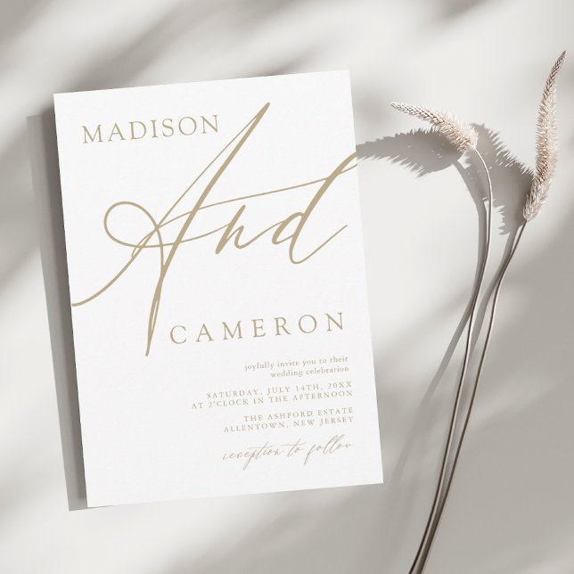 Convites Casamento Dourado "E" Com Caligrafia (Criador carregado)