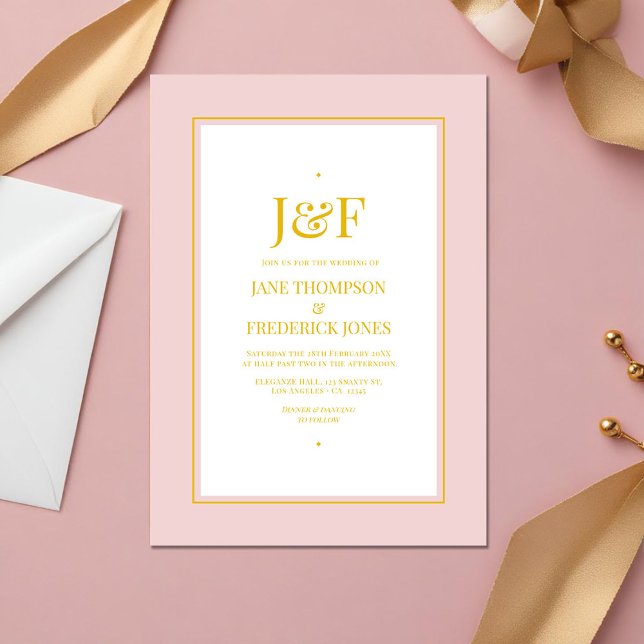 Convites Casamento Dourado e Cor-de-rosa (Blush Pink and Gold cover)