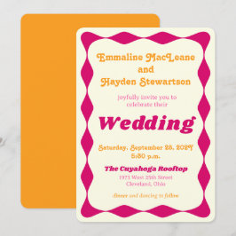 Convites Casamento Dourado e cor-de-rosa-Groovy