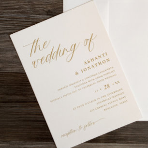Convites Casamento Dourado e de Manuscrito de Fé