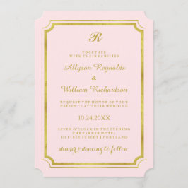 Convites Casamento Dourado e elegante do Monograma