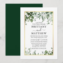 Convites Casamento Dourado e Elegante moderno Ivy Sage Gree