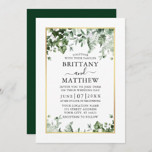 Convites Casamento Dourado e Elegante moderno Ivy Sage Gree