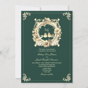 Convites Casamento Dourado e Emerald Verde