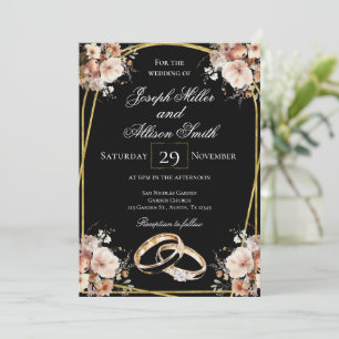 Convites Casamento Dourado e negro
