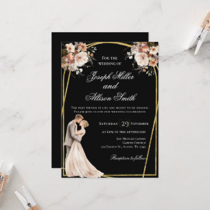 Convites Casamento Dourado e negro