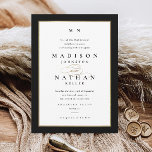 Convites Casamento Dourado e negro legante<br><div class="desc">Este Convite para Casamento Negro e Dourado é simples e versátil. Ele apresenta um design branco-chic e preto com um monograma,  detalhes de script,  simples quadro de ouro e texto editável formal. Clique no botão editar para personalizar este design.</div>