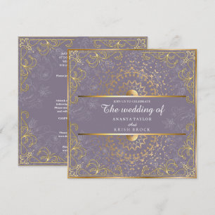Convites Casamento Dourado e Roxo