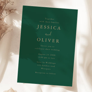 Convites Casamento Dourado e Verde Floresta Profunda