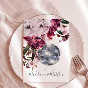 Convites Casamento Dourado Elegante Burgundy Blush Disco