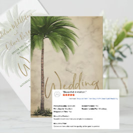 Convites Casamento Dourado Elegante da Árvore de Palma Trop