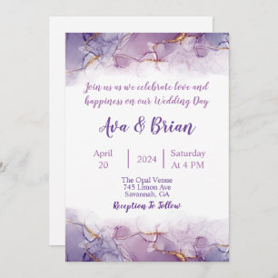 Convites Casamento Dourado Elegante de Marble Watercolor