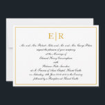 Convites Casamento Dourado Elegante de Monograma Formal<br><div class="desc">Convites elegantes de casamento,  com seu monograma em ouro no topo,  juntamente com a redação formal e seus detalhes de casamento em uma bela caligrafia cercada por uma armação de ouro.</div>