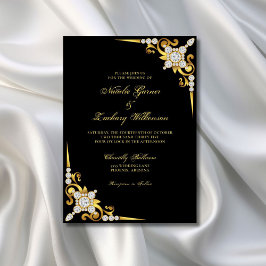 Convites Casamento Dourado Elegante Diamond