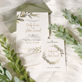 Convites Casamento Dourado Elegante e Verde