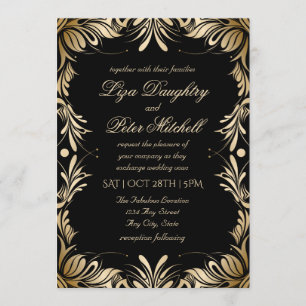 Convites Casamento Dourado Elegante escovado