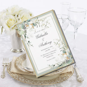 Convites Casamento Dourado Elegante Russo Eucalyptus Sage