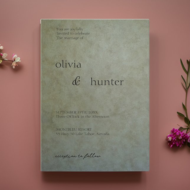 Convites Casamento Dourado Elegante Sage (Criador carregado)